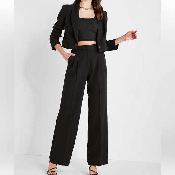 Express Tall Super High Waisted Pleated Wide Leg Pant - Picture 6 of 7